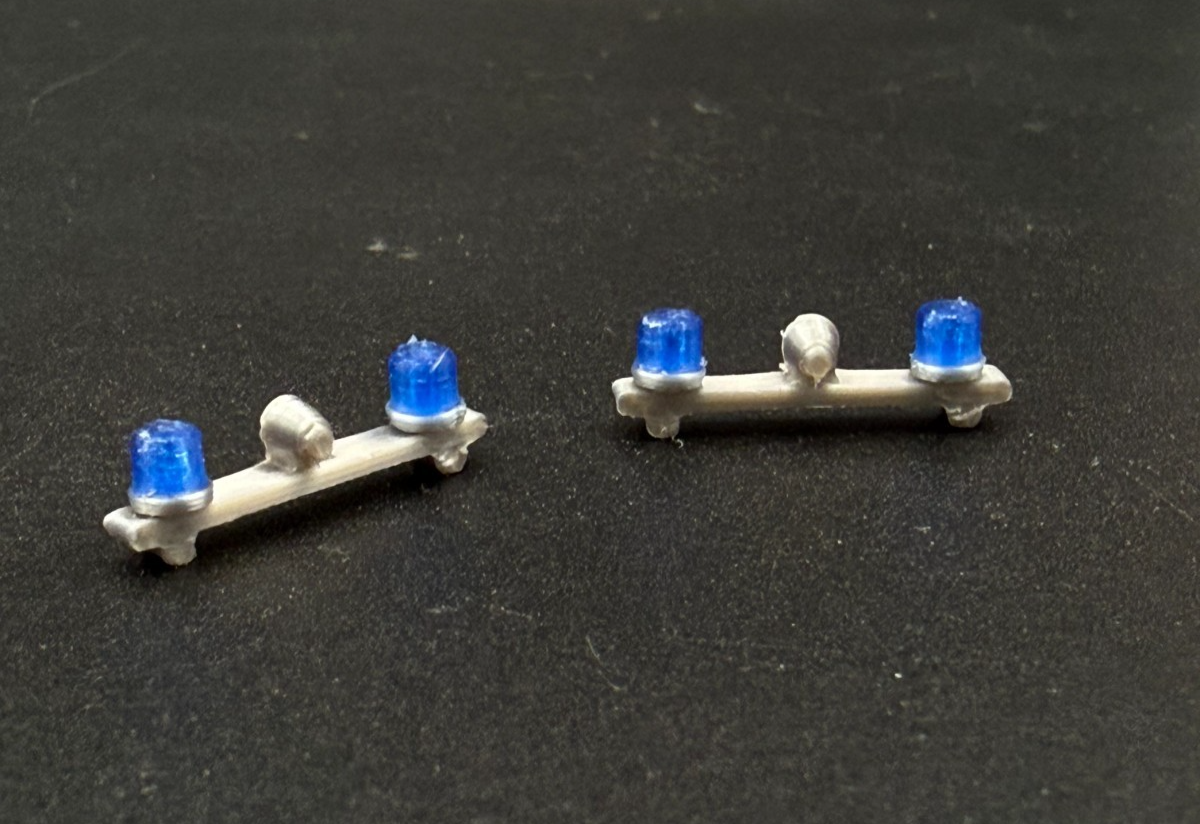 2 Pack 1/87 HO Scale Blue Mars Skybolt Beacon Lightbar Speaker Police 8717B3
