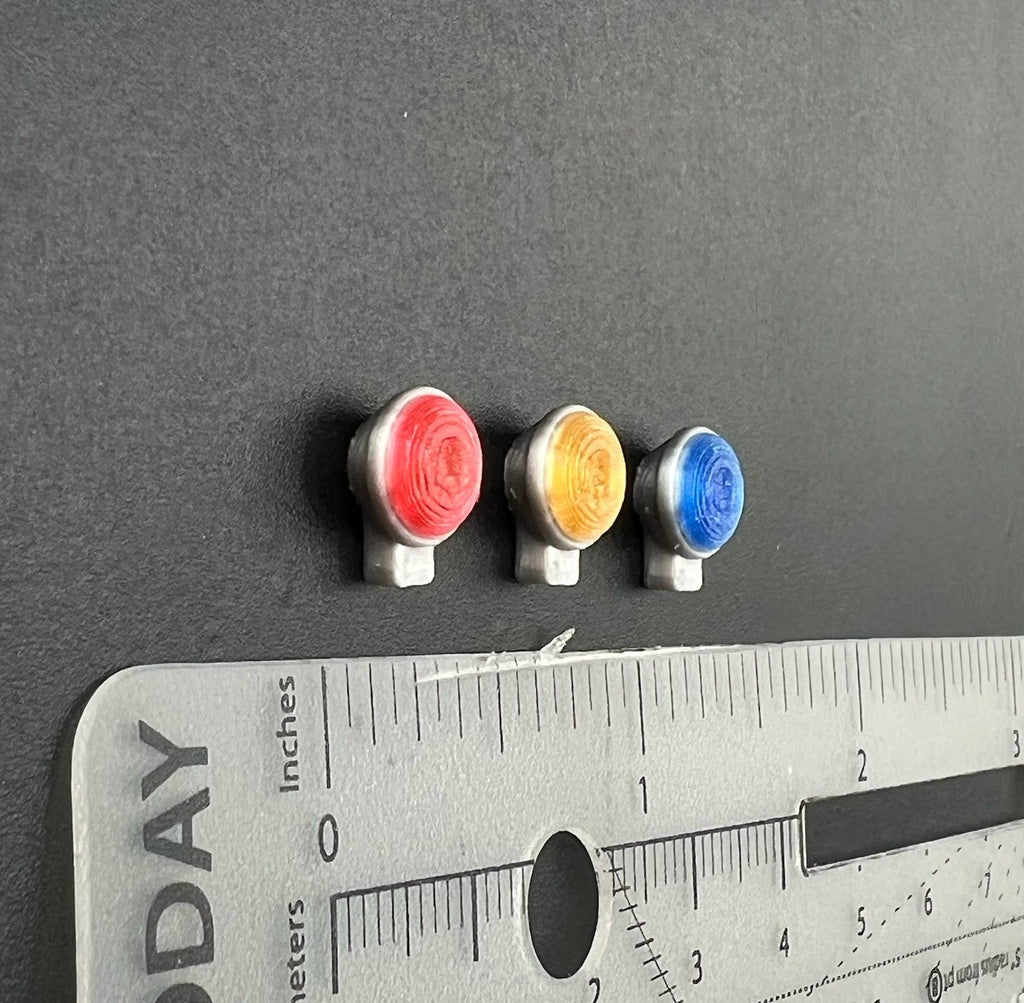 3 Pack 1/24 LED Ready Blue Red Amber Vintage Round Deck Light CHP Style Police2