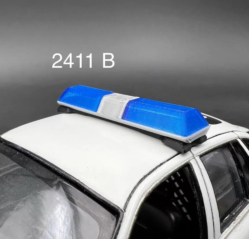 1/24 25 27 Blue Chrome Code 3 LP6000 Lightbar W/ Internal Lens Police Sheriff0