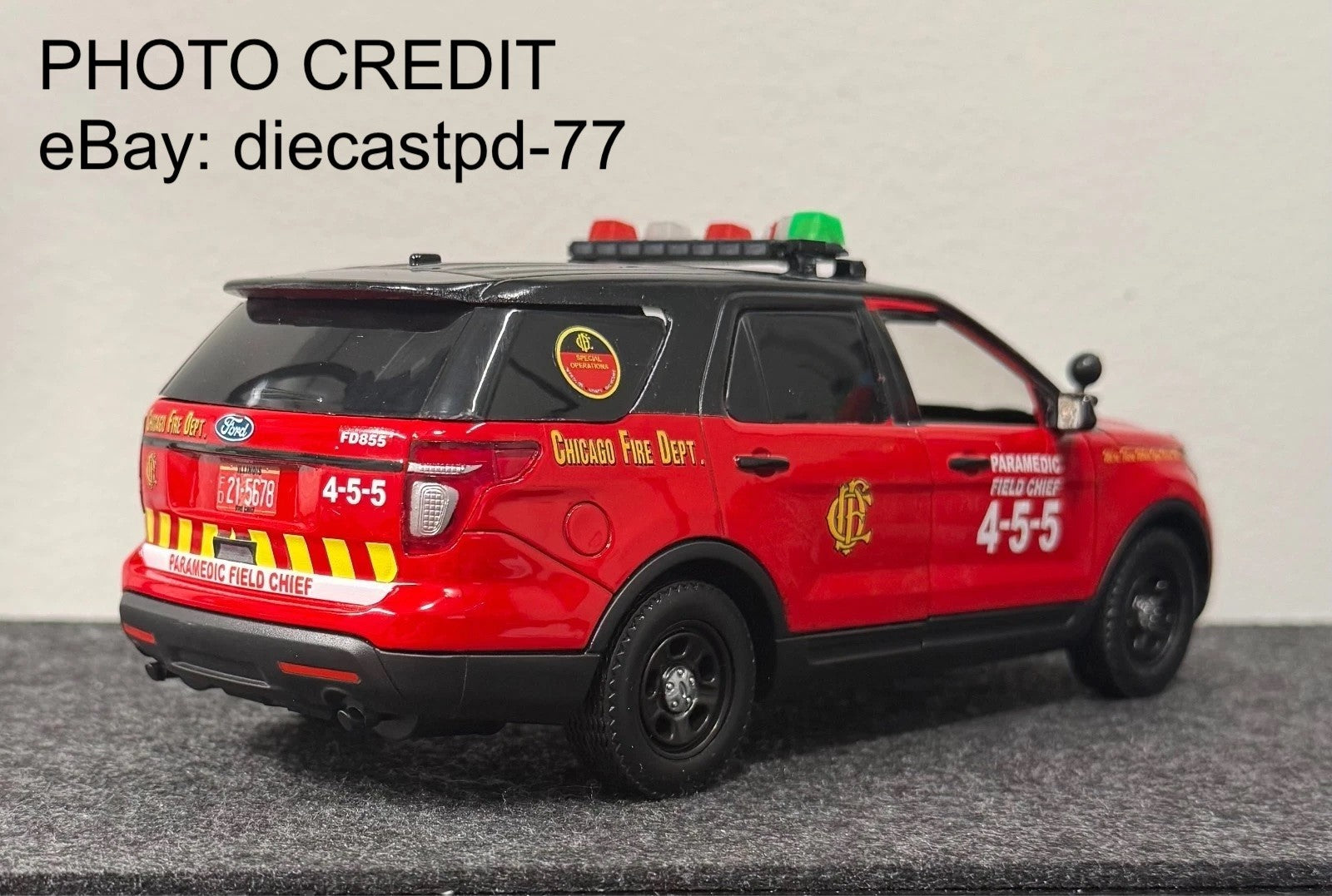 1/24 LED Ready Chicago Fire Federal Signal Vector Vision Lightbar Car CFD Green5