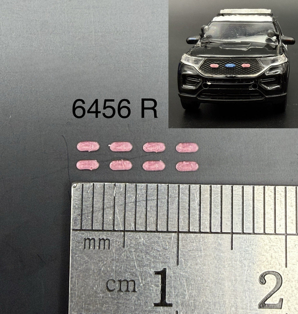 8 Pack 1/64 Scale Red Grille Light Pod License Plate Police 6456R0