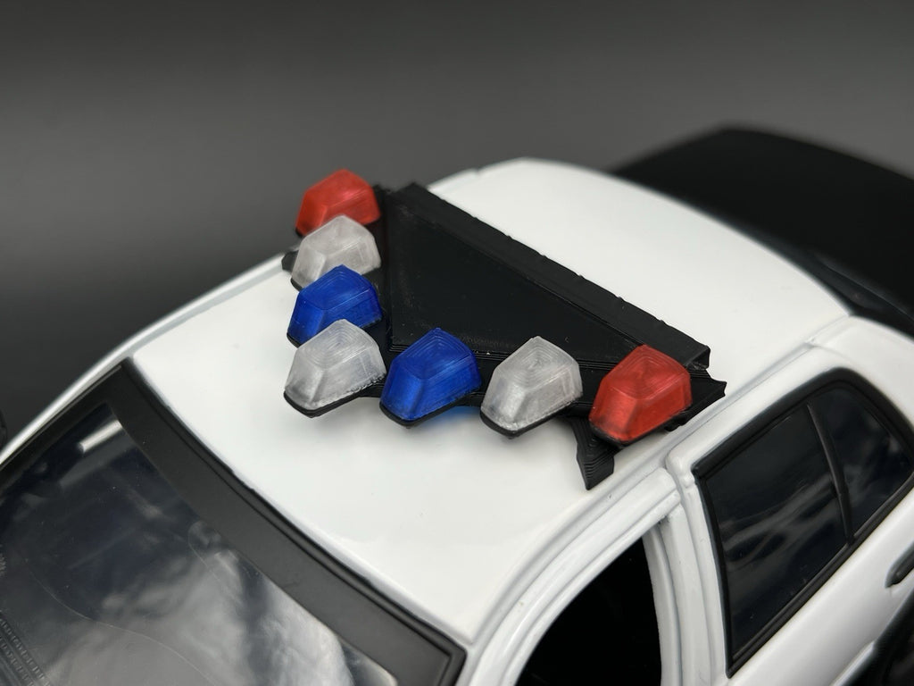 1/18 LED Ready Blue Red Federal Signal Vector Vision Lightbar Police Car LVMPD9