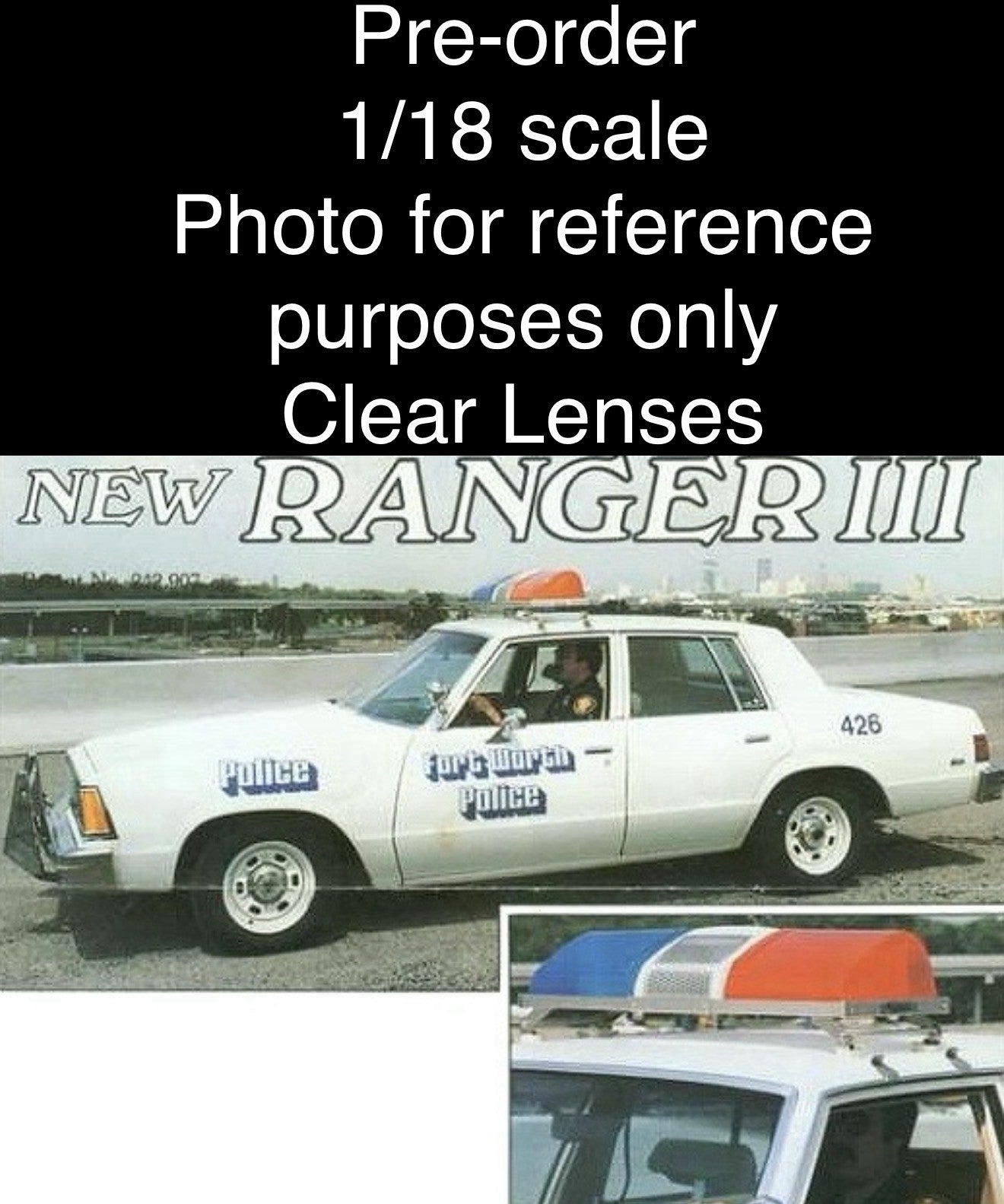 1/18 Scale Model Clear Chrome Lectric Lites Ranger III Lightbar Police 1873C0