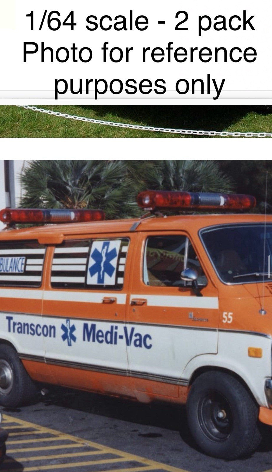 2 Pack 1/64 Red Chrome Cannonball Run Ambulance Aerodynic Lightbar Police Fire11