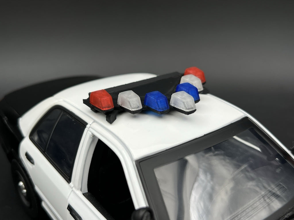 1/18 LED Ready Blue Red Federal Signal Vector Vision Lightbar Police Car LVMPD13