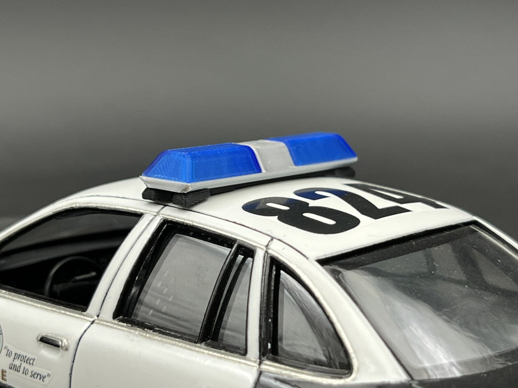 1/24 25 27 Blue Chrome Code 3 LP6000 Lightbar W/ Internal Lens Police Sheriff4