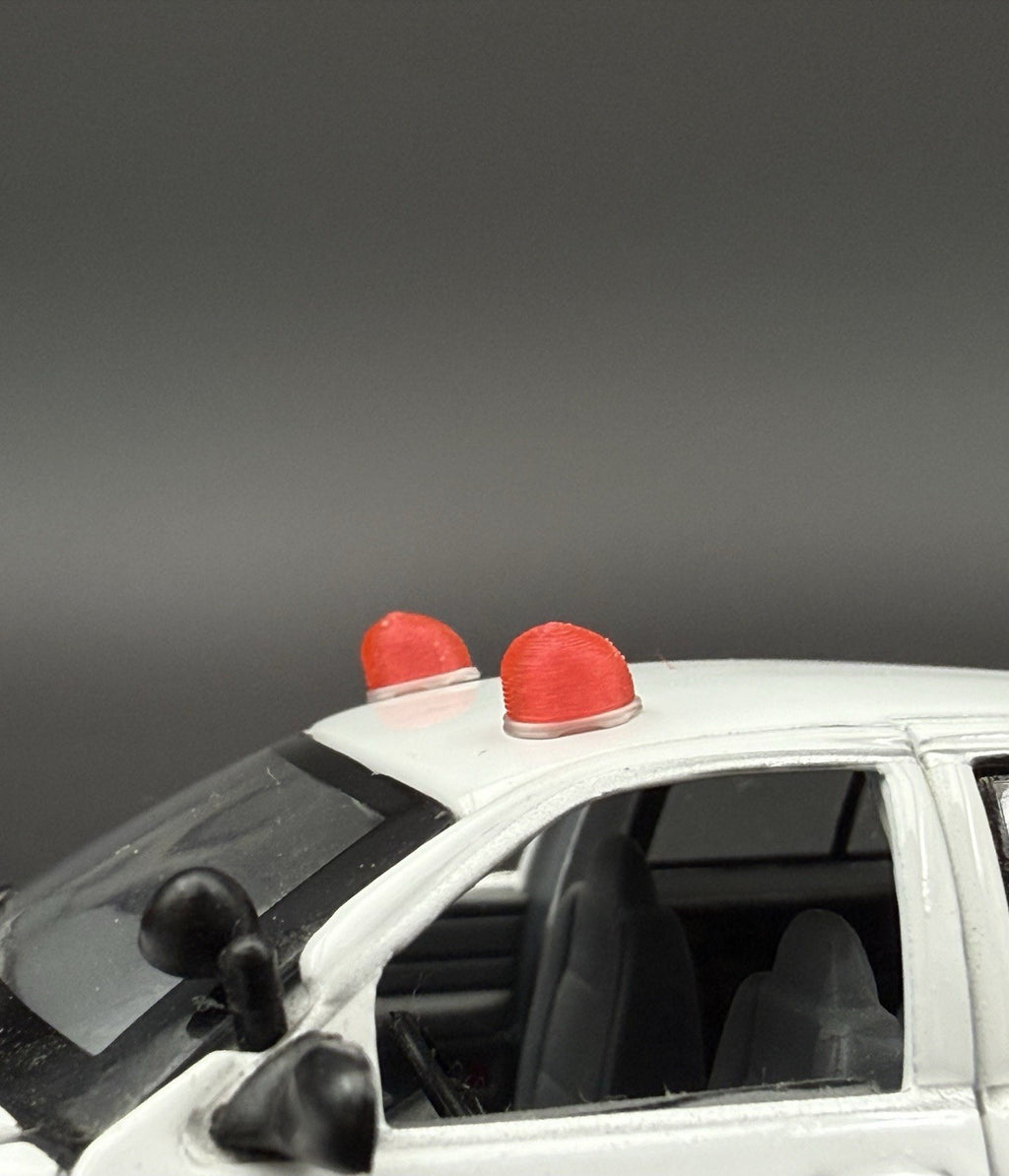 2-Pack 1/43 LED Ready Red Fire Ball Teardrop Beacon Kojak Police 4348 R Hollow2