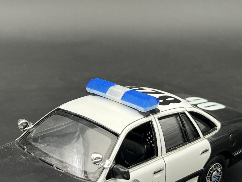 1/24 25 Scale Clear Blue Code 3 MX7000 Lightbar W Internal Lens Police Sheriff2