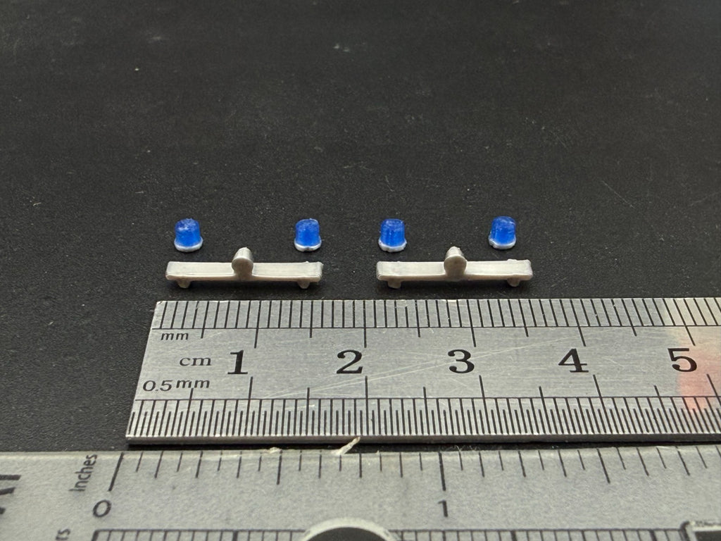 2 Pack 1/87 HO Scale Blue Mars Skybolt Beacon Lightbar Speaker Police 8717B2