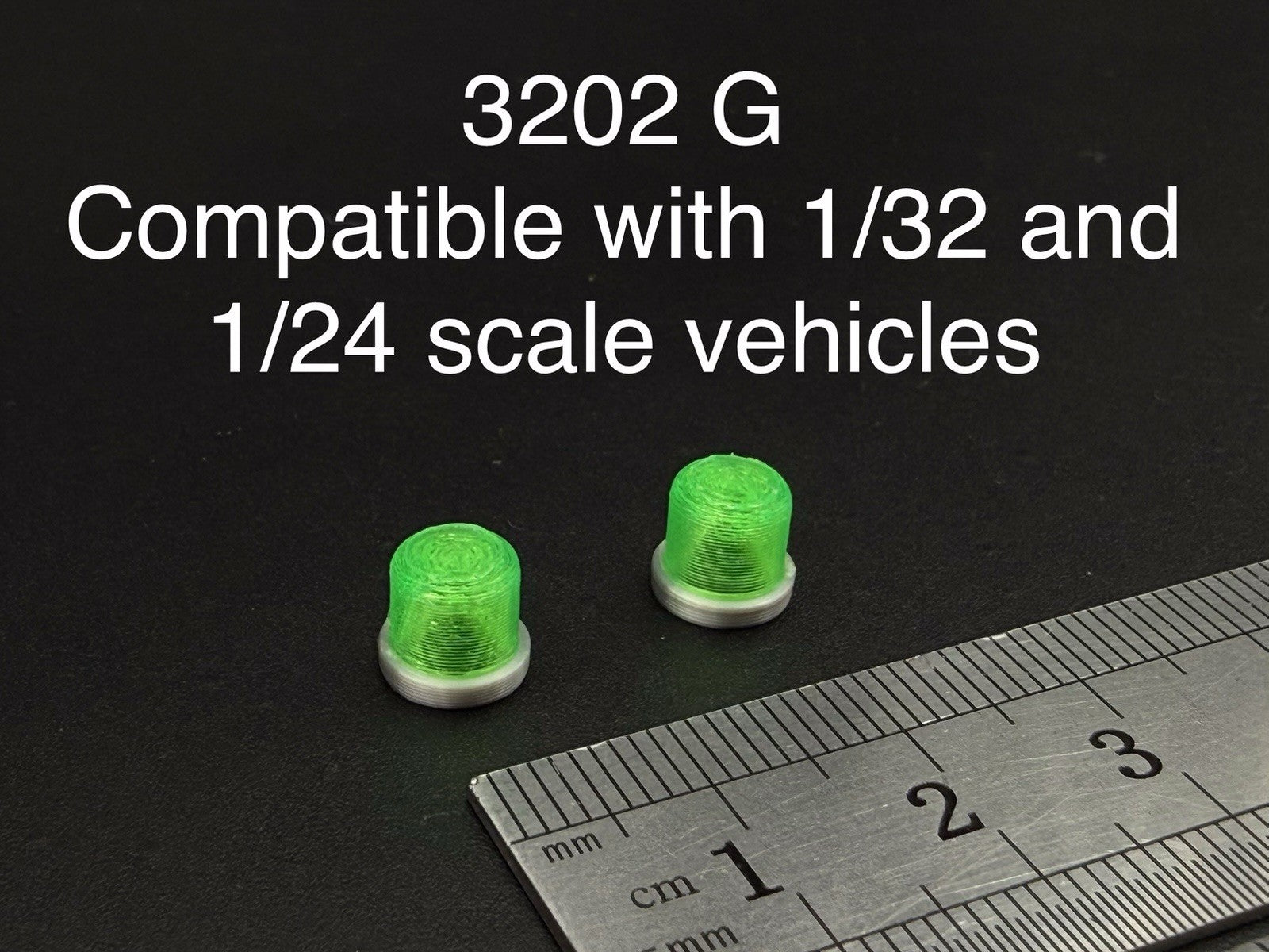 2 Pack 1/32 1/24 Scale Hollow Green Beacon Strobe Fire Police EMS 1/34 1/25 32020