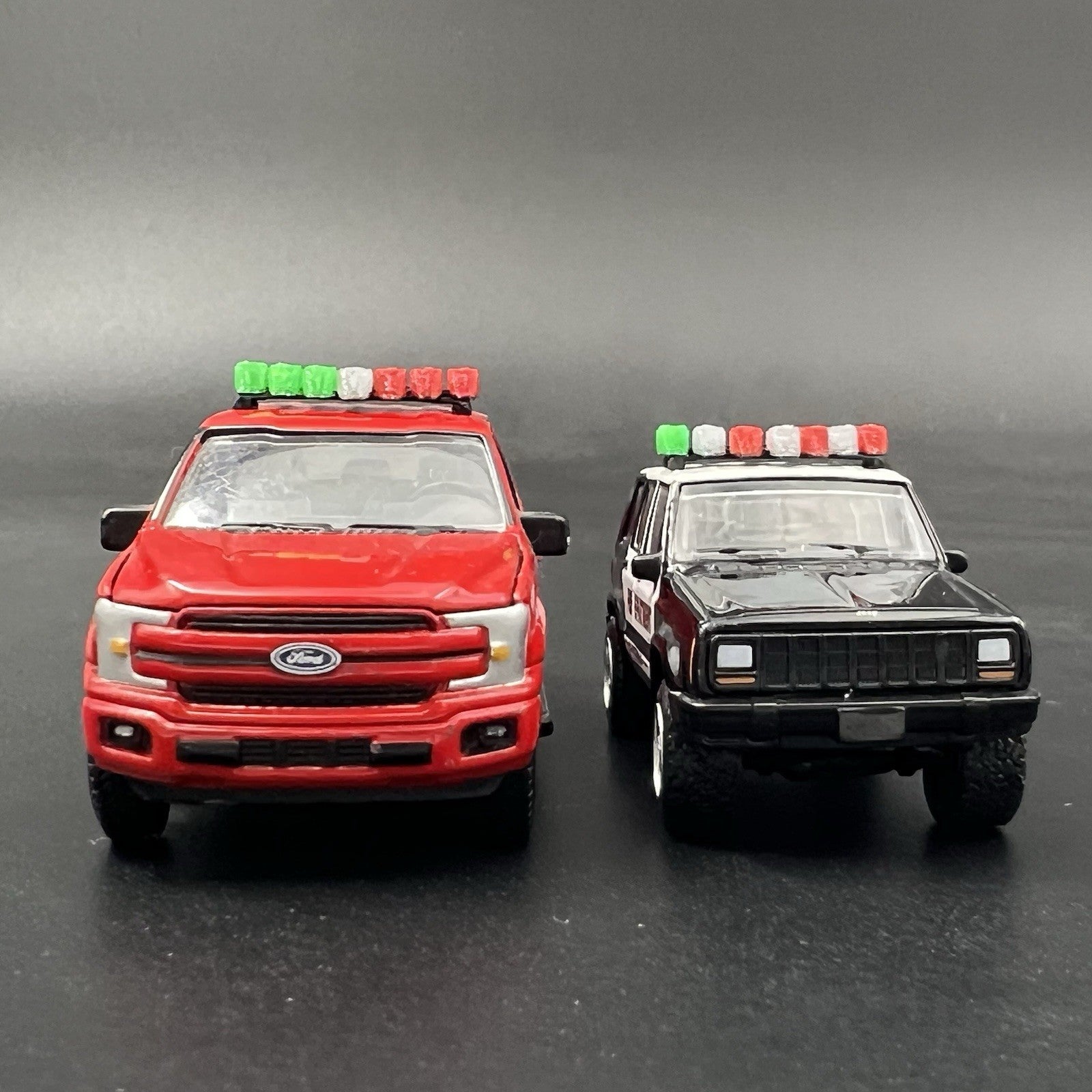 2 Pack 1/64 Chicago Fire CFD Green Red Vector Vision Lightbar SUV Truck Engine5