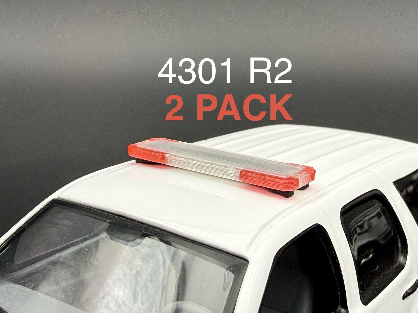 2 PACK 1/43 O Scale Model Whelen Liberty Red Police Lightbar 4301 R20