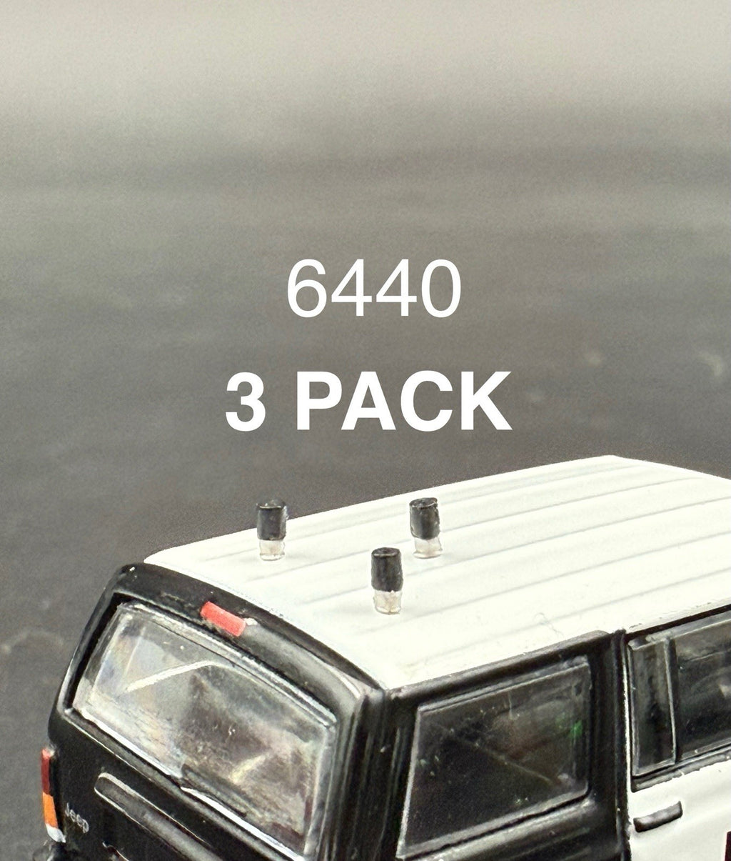 3-Pack 1/64 Scale Model Black Silver Low Profile Stubby Antenna Police Fire 64400