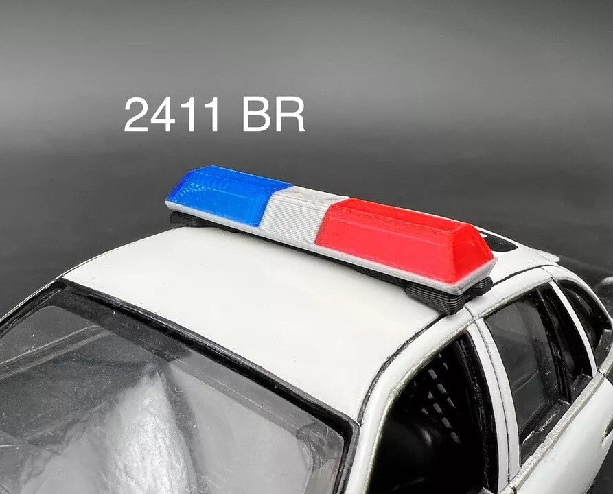 1/24 25 27 Blue Chrome Red Code 3 LP6000 Lightbar W Internal Lens Police Sheriff0
