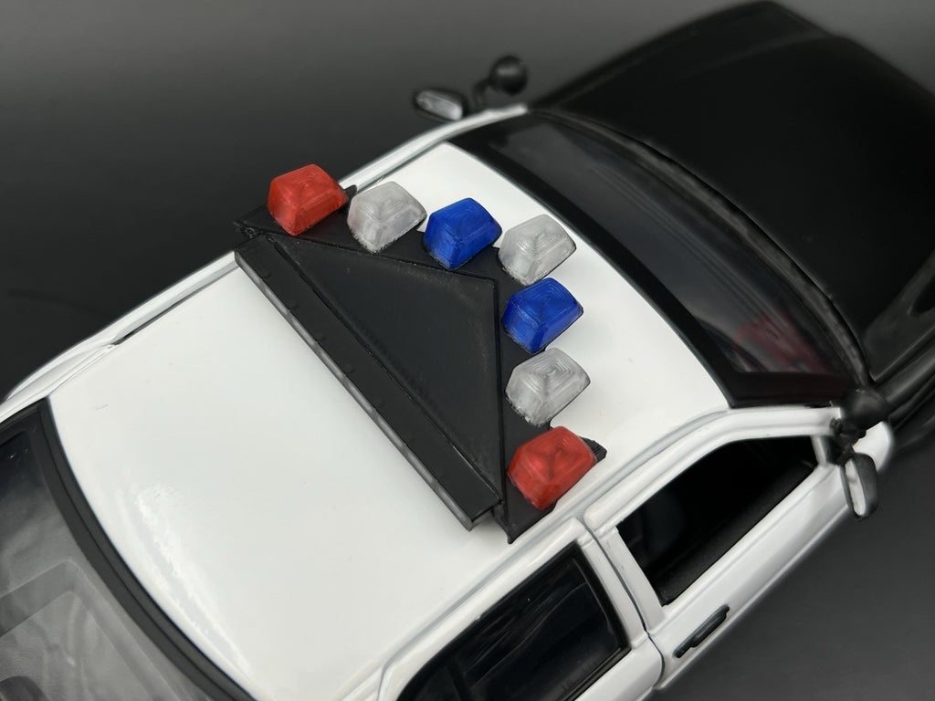 1/18 LED Ready Blue Red Federal Signal Vector Vision Lightbar Police Car LVMPD16