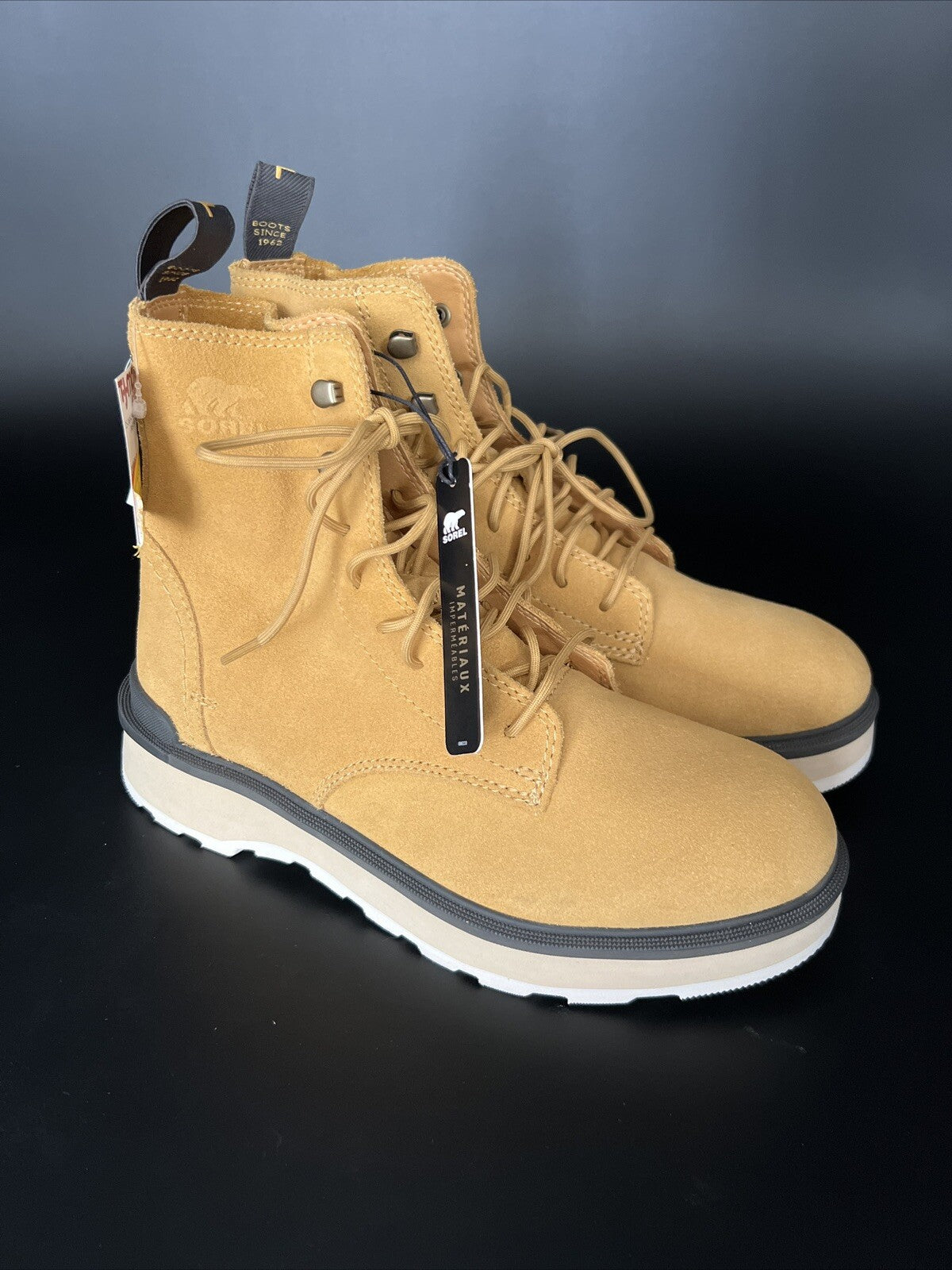 SOREL Women Hi-Line Platform Combat Boots Tan Waterproof Leather Size 7.5 New0