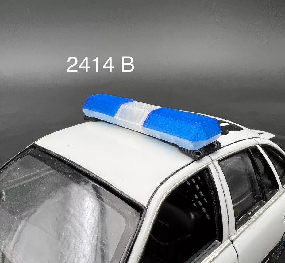 1/24 25 Scale Clear Blue Code 3 MX7000 Lightbar W Internal Lens Police Sheriff0