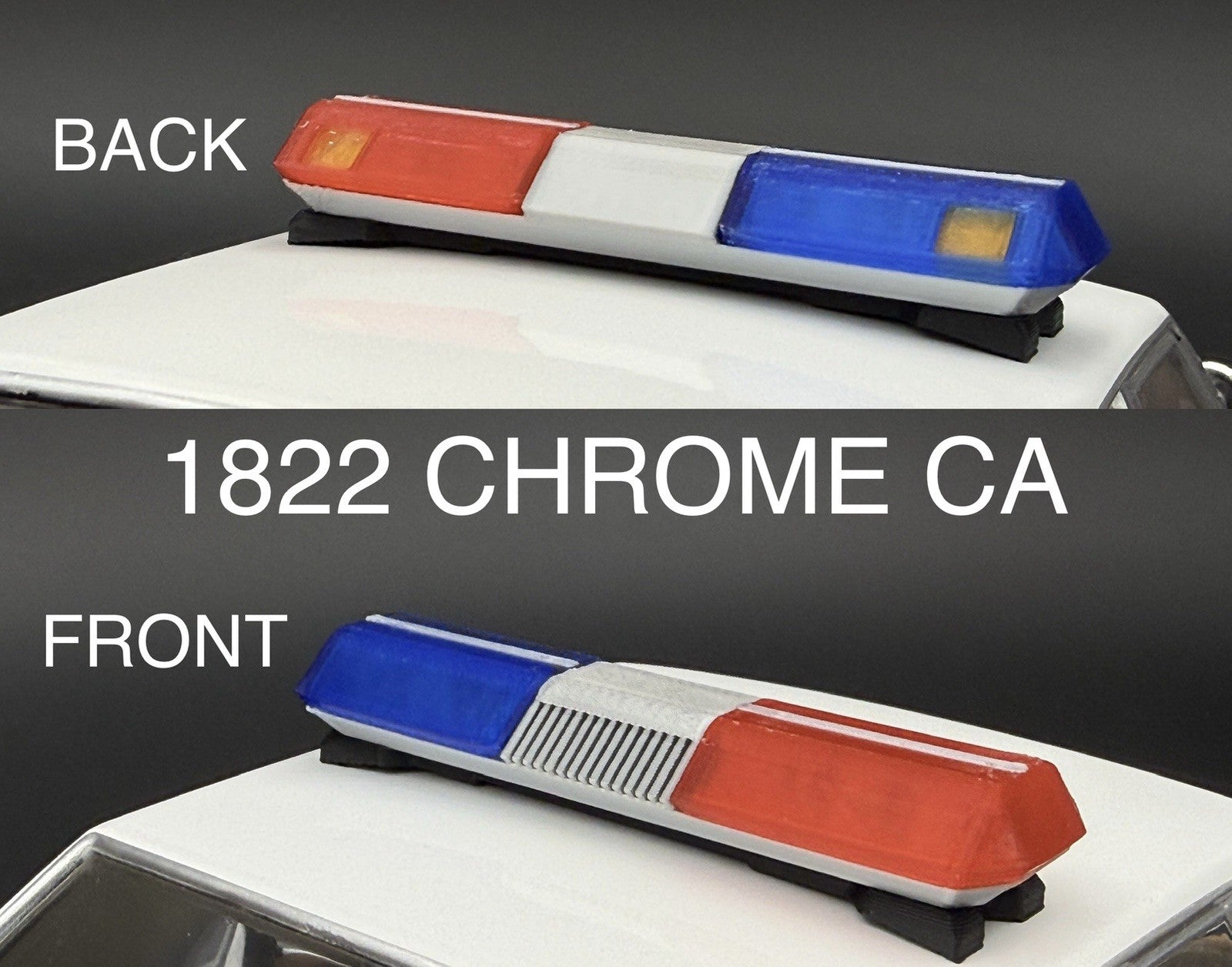 1/18 Scale Model Blue Red Amber Code 3 XL Lightbar Police California 1822ChromCA0