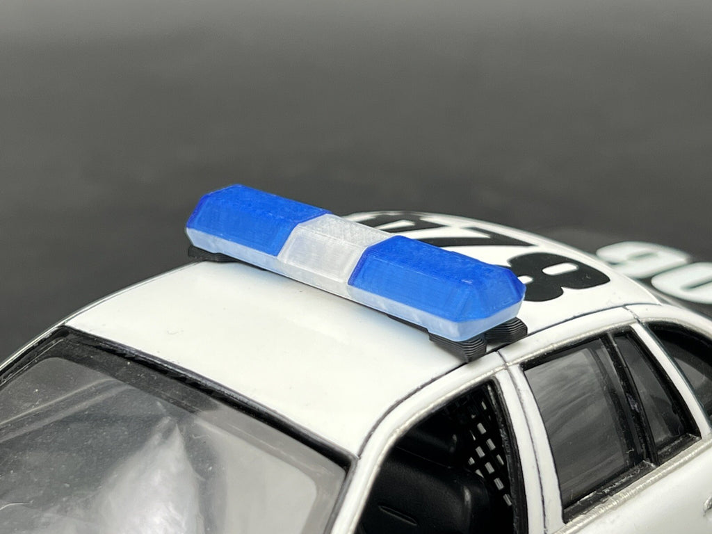 1/24 25 Scale Clear Blue Code 3 MX7000 Lightbar W Internal Lens Police Sheriff3