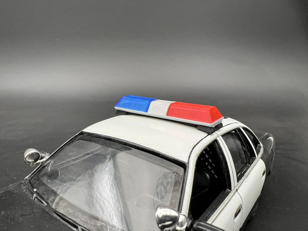 1/24 25 27 Blue Chrome Red Code 3 LP6000 Lightbar W Internal Lens Police Sheriff3