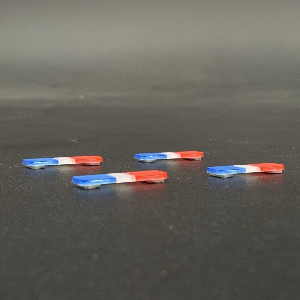 4-Pack 1/87 HO Scale Blue Clear Red LED Style Whelen Lightbar Police Car 8701BCR2