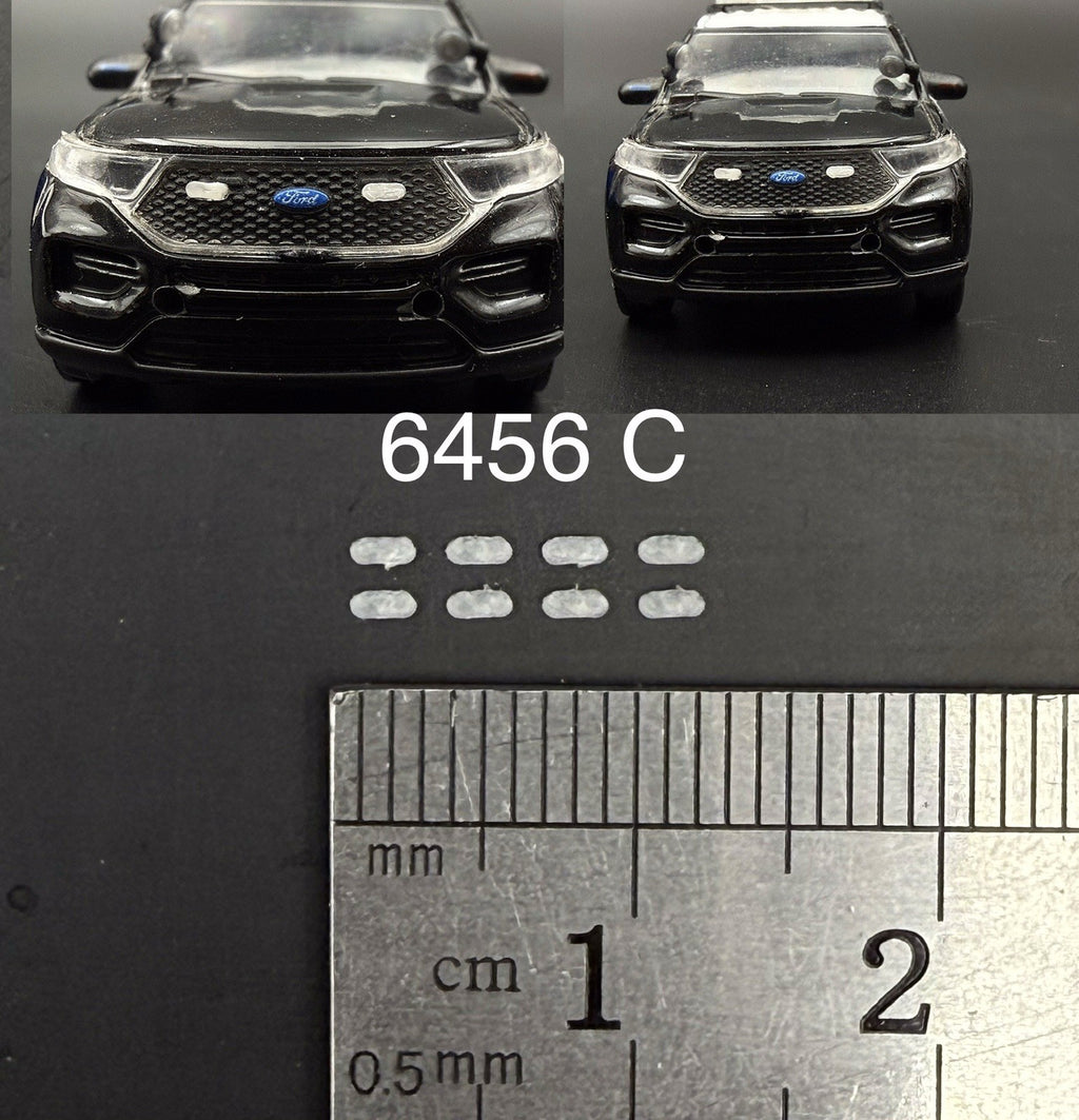 8 Pack 1/64 Scale Clear Grille Light Pod License Plate Police 6456C0