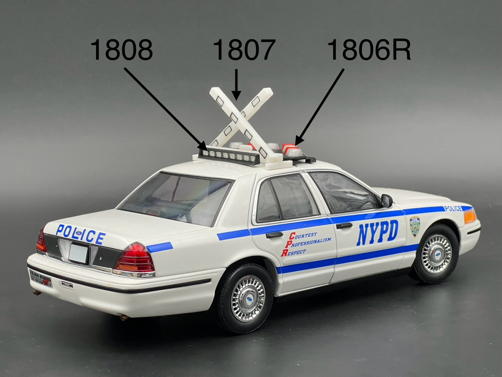 1/18 LED Ready NYPD Red Federal Signal Vision SLR Lightbar Police Sheriff Car2