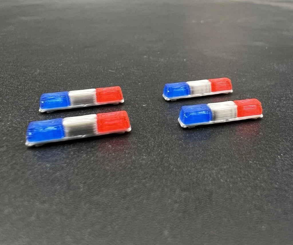 4 Pack 1/87 HO Blue Red Twinsonic Lightbar Police Sheriff State Highway Patrol1