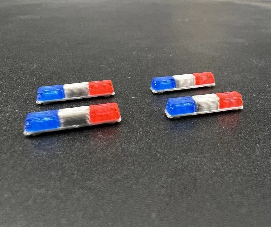 4 Pack 1/87 HO Blue Red Twinsonic Lightbar Police Sheriff State Highway Patrol1