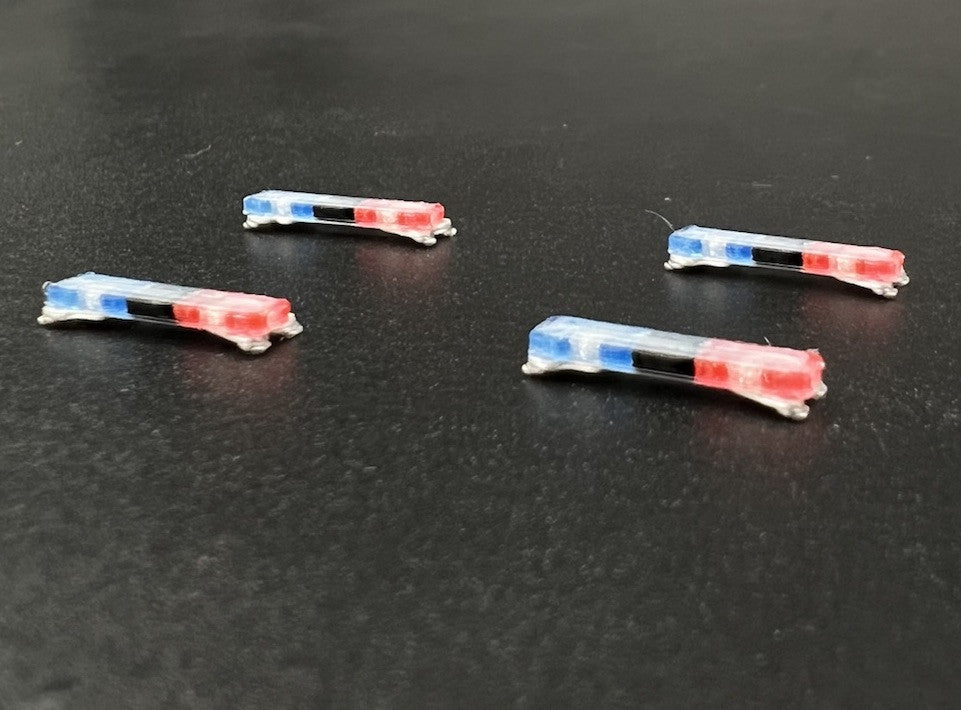 4 Pack 1/87 HO Edge Lightbar Blue Red Police Sheriff Highway Patrol SUV Car6